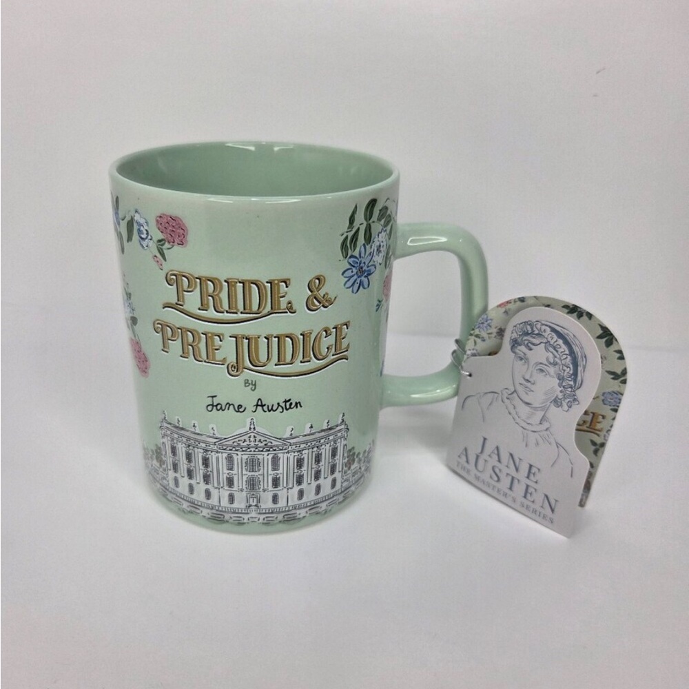 NEW Pride & Prejudice Mint Green Ceramic Mug Cup Jane Austen Classic Literature